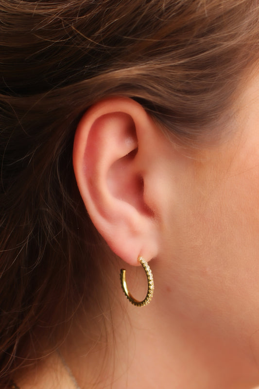 Arracadas Doradas Delgadas con Zirconias