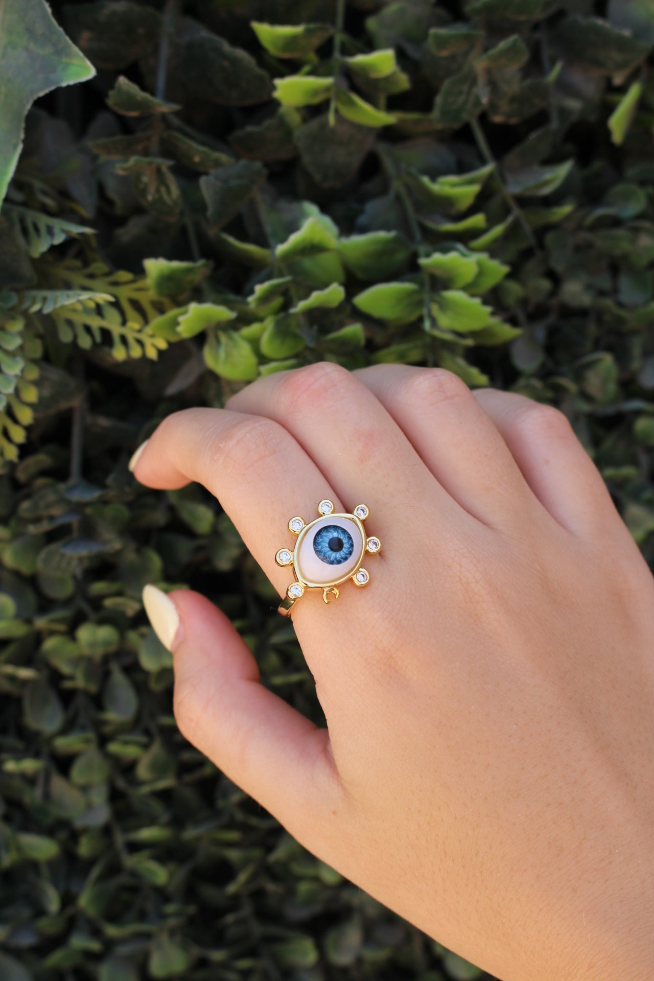 Anillo Ojo Turco Puntitos con Zirconias