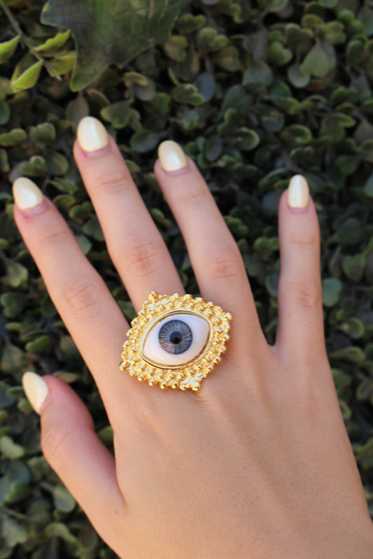Anillo Dorado Ojo Turco Grande