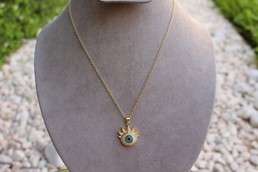 Collar Dorado Ojo Verde Pestaña
