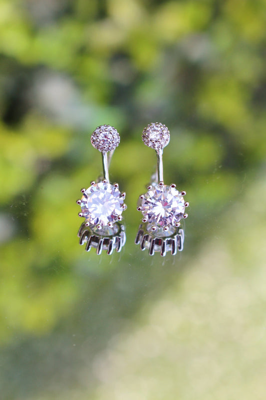 Aretes Largos Plateados con Swarovsky