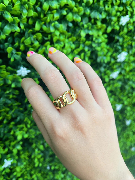 Anillo Dorado Cadena Gruesa