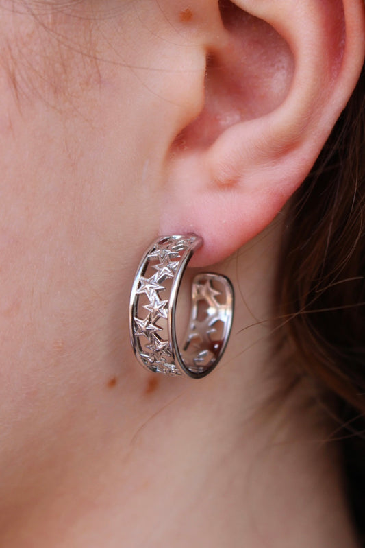 Arracadas Estrellas Plateadas