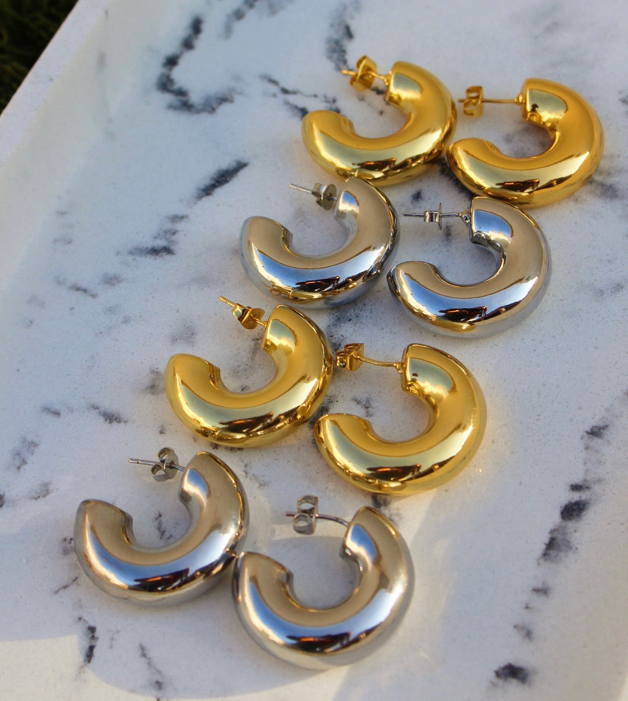 Arracadas Plateadas Mega Chunky