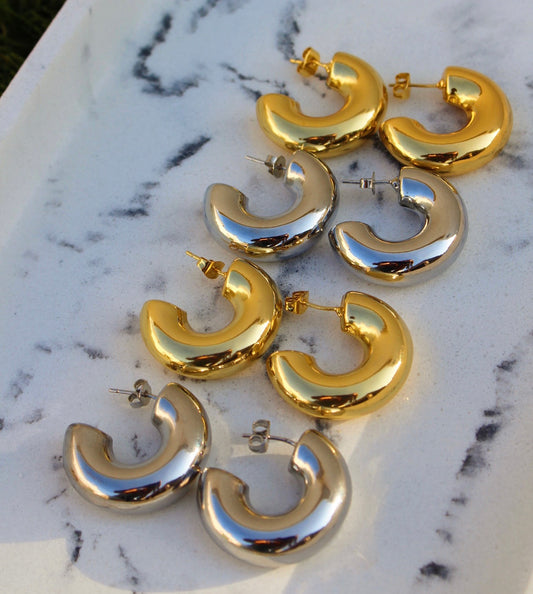 Arracadas Plateadas Mega Chunky