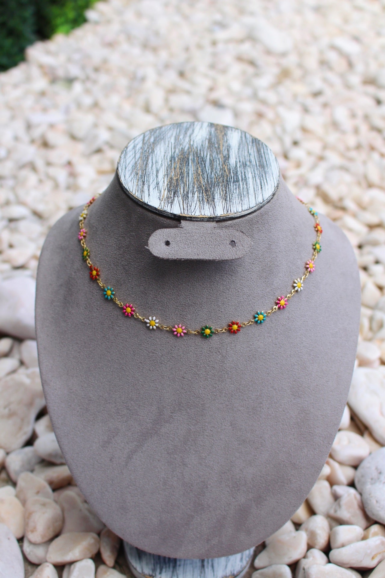 Chocker Dorado Flores Colores