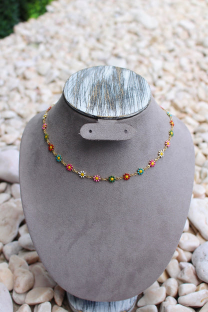 Chocker Dorado Flores Colores