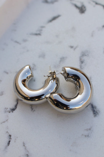 Arracadas Plateadas Mega Chunky