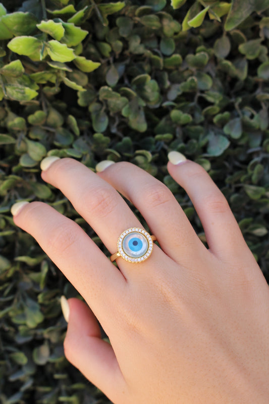 Anillo Dorado Ojo Círculo