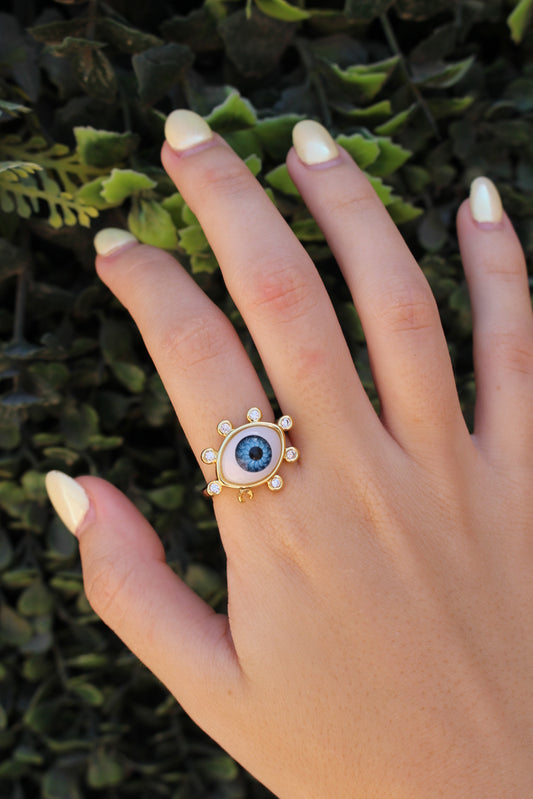 Anillo Ojo Turco Puntitos con Zirconias