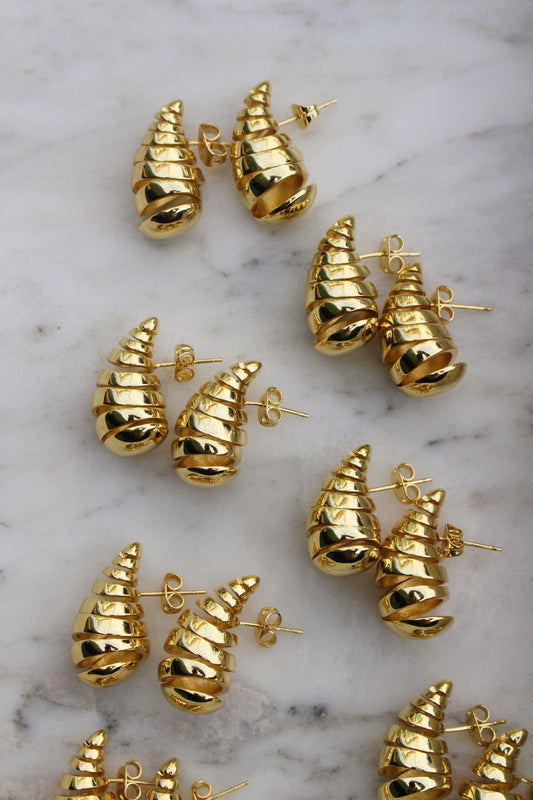Aretes Dorados Gota Rayas
