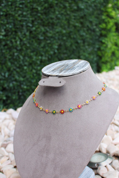 Chocker Dorado Flores Colores