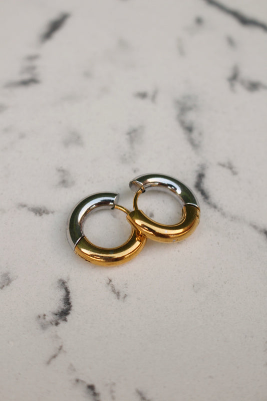 Arracadas Combinadas Dorado y Plateado