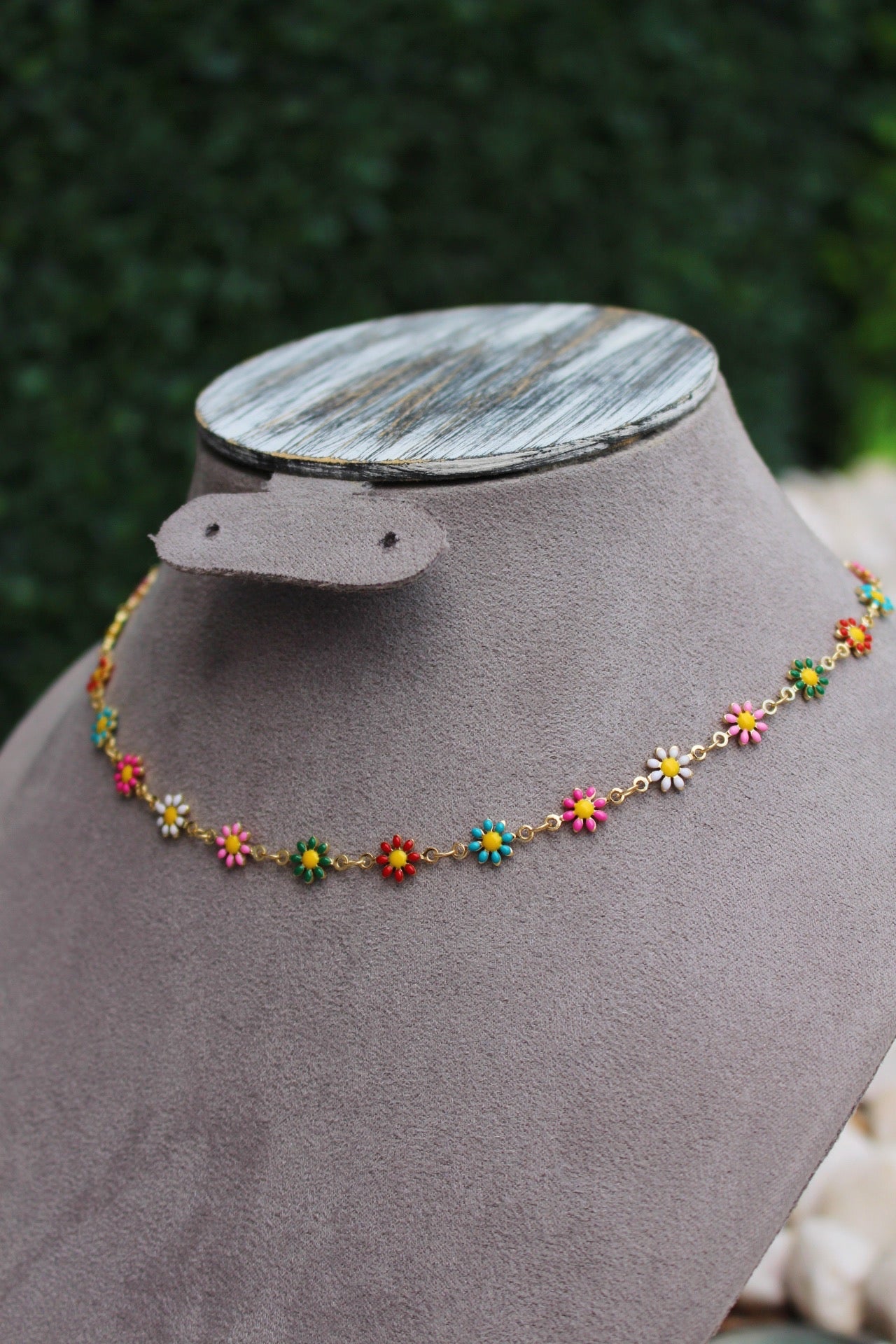 Chocker Dorado Flores Colores