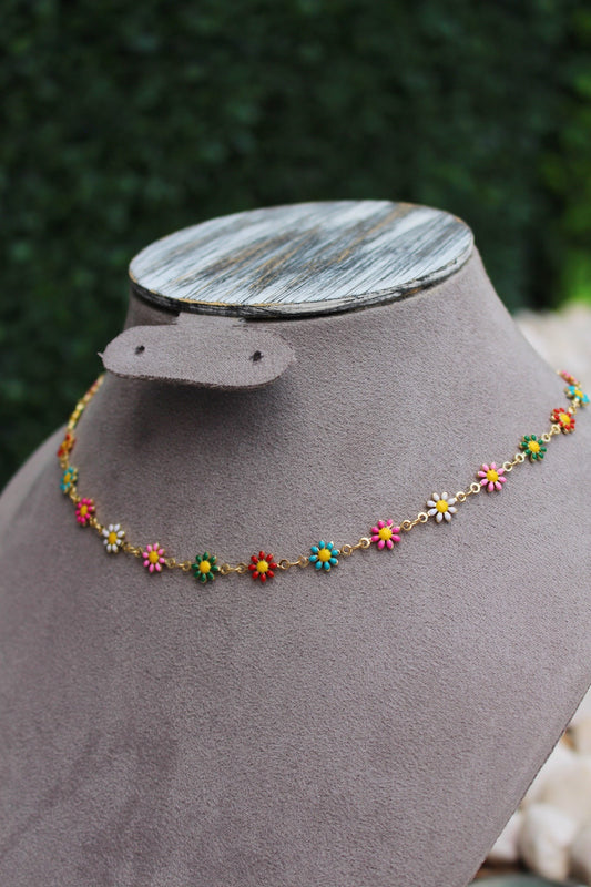 Chocker Dorado Flores Colores