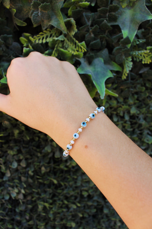 Pulsera Ojitos Azul con Blanco