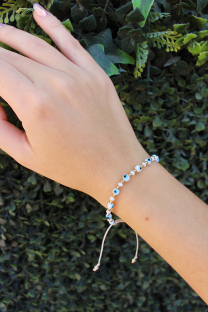 Pulsera Ojitos Azul con Blanco