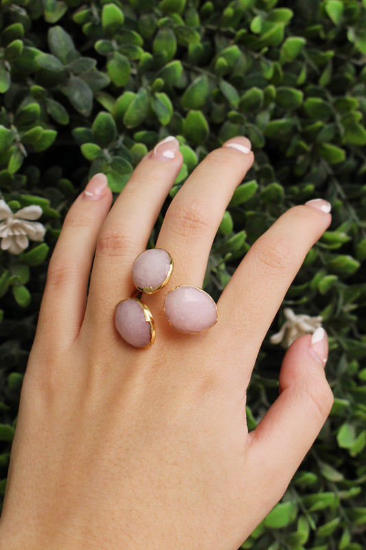Anillo 3 Piedras Rosas