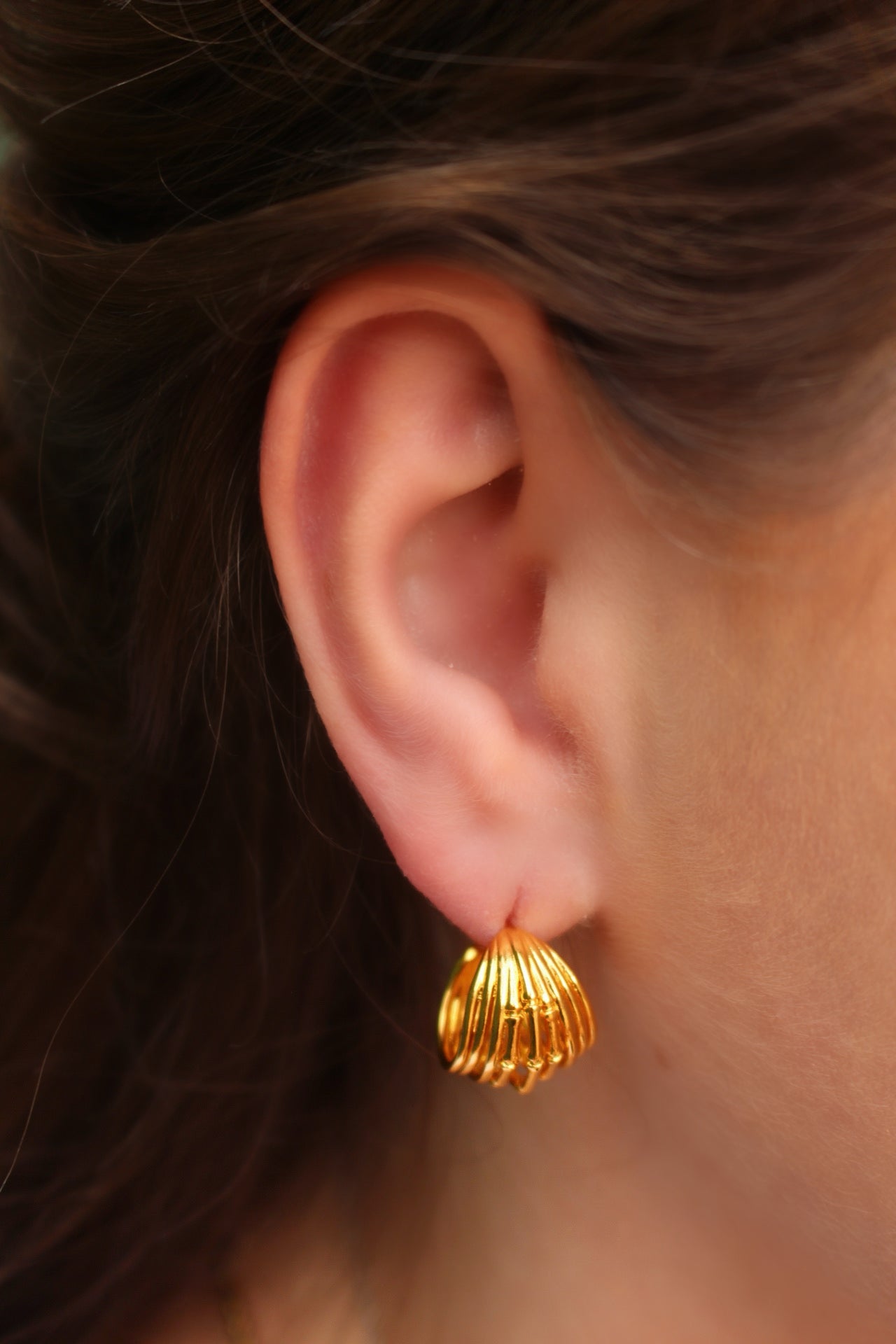 Aretes Dorados Lineas Curveadas