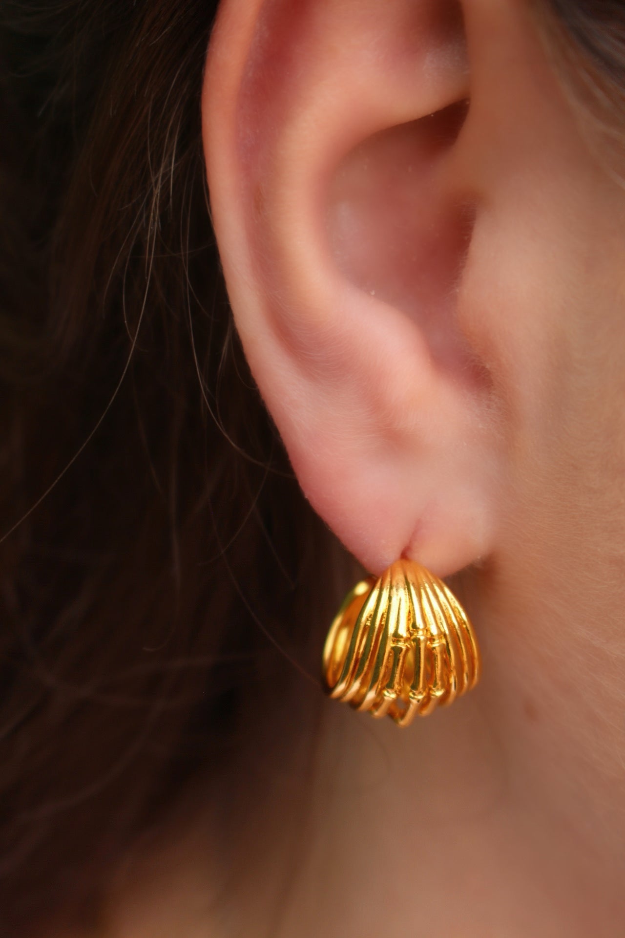 Aretes Dorados Lineas Curveadas