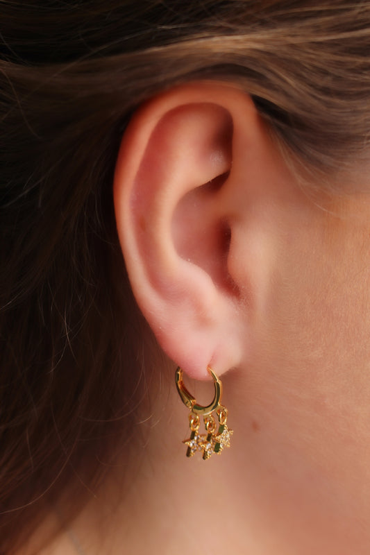 Aretes Dorados Estrellas Colgantes Mini