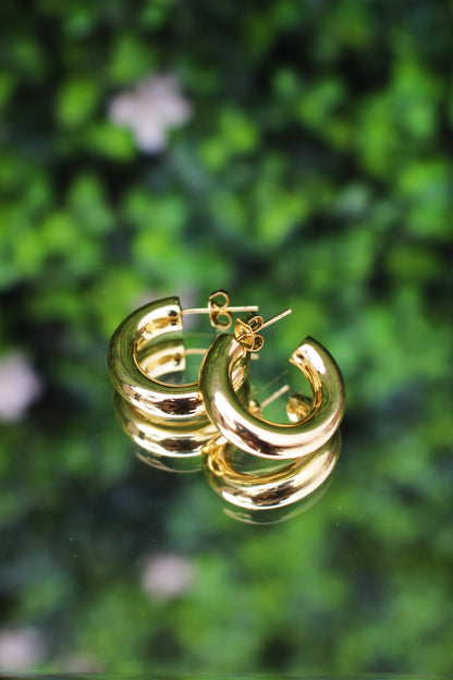 Arracadas Doradas Infladas Chapa