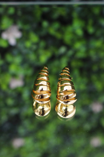 Aretes Dorados Gota Rayas