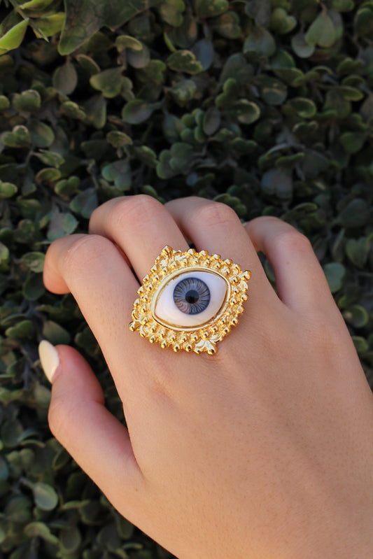 Anillo Dorado Ojo Turco Grande