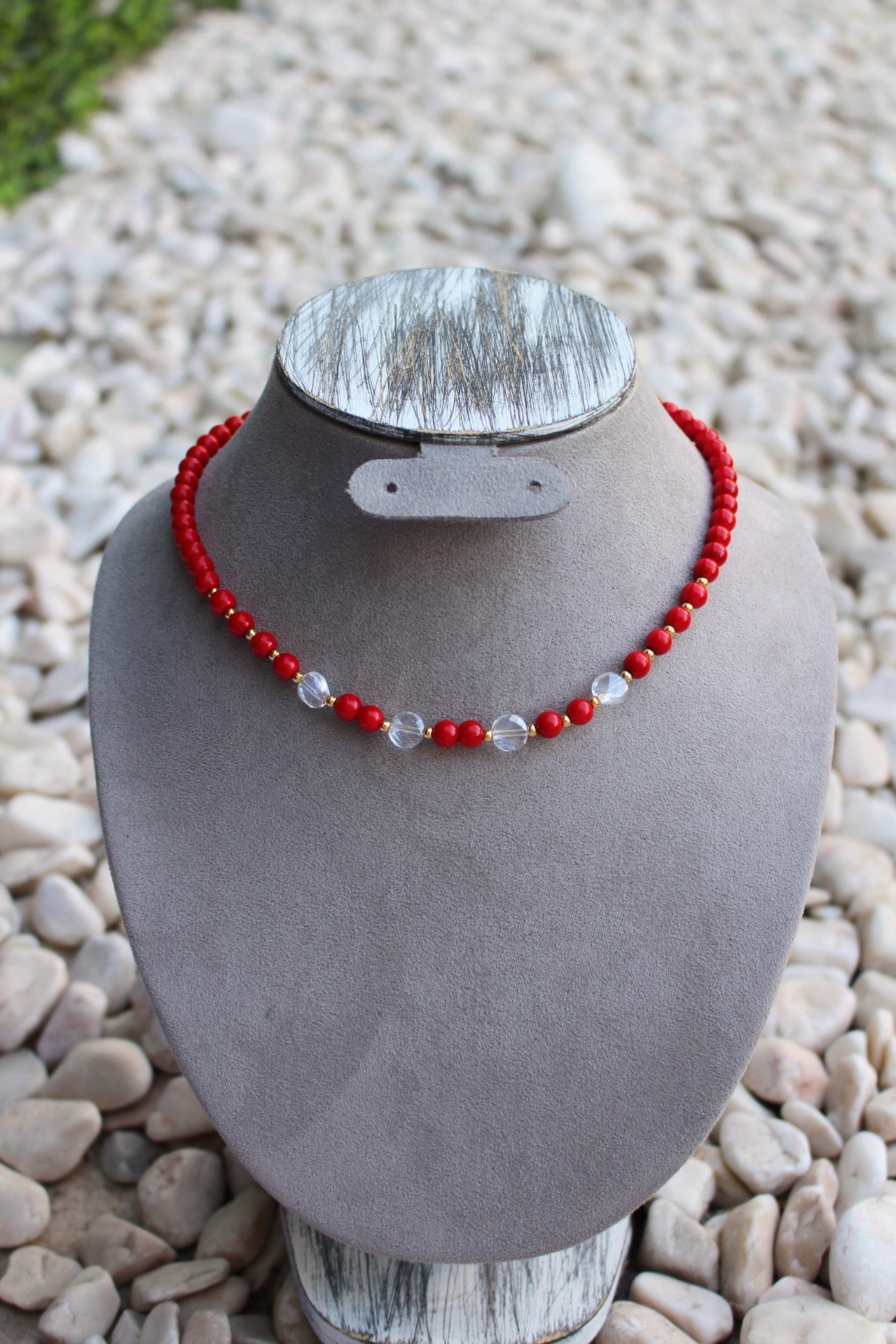 Collar Rojo con Transparente