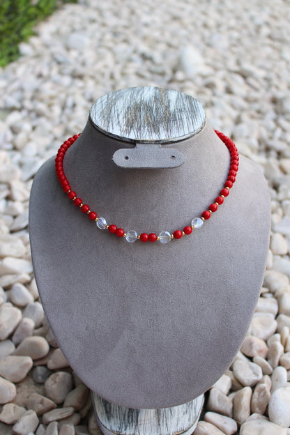 Collar Rojo con Transparente