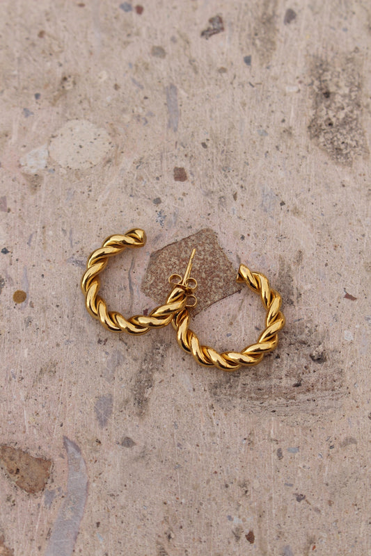 Arracadas Doradas Trenzadas