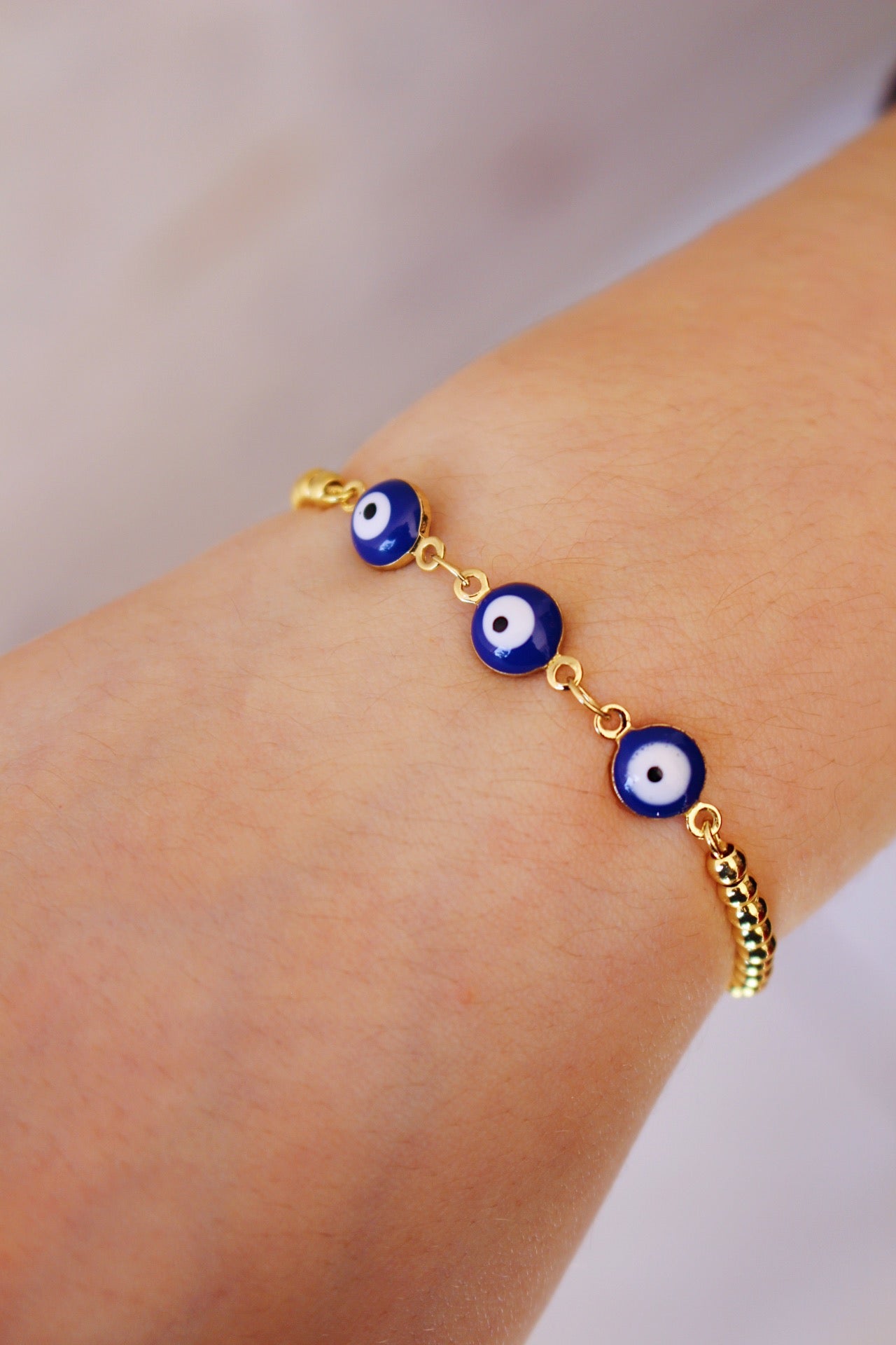 Pulsera 3 Ojos Azules Ajustable