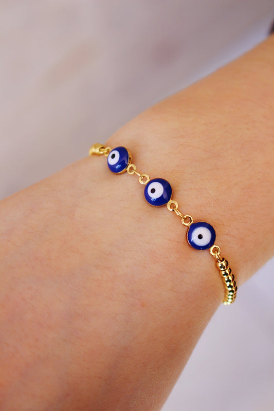 Pulsera 3 Ojos Azules Ajustable