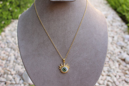Collar Dorado Ojo Verde Pestaña