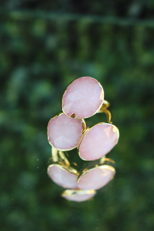Anillo 3 Piedras Rosas