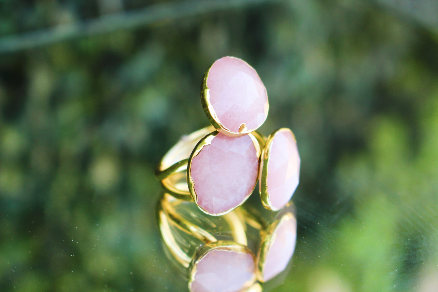 Anillo 3 Piedras Rosas