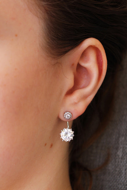 Aretes Largos Plateados con Swarovsky