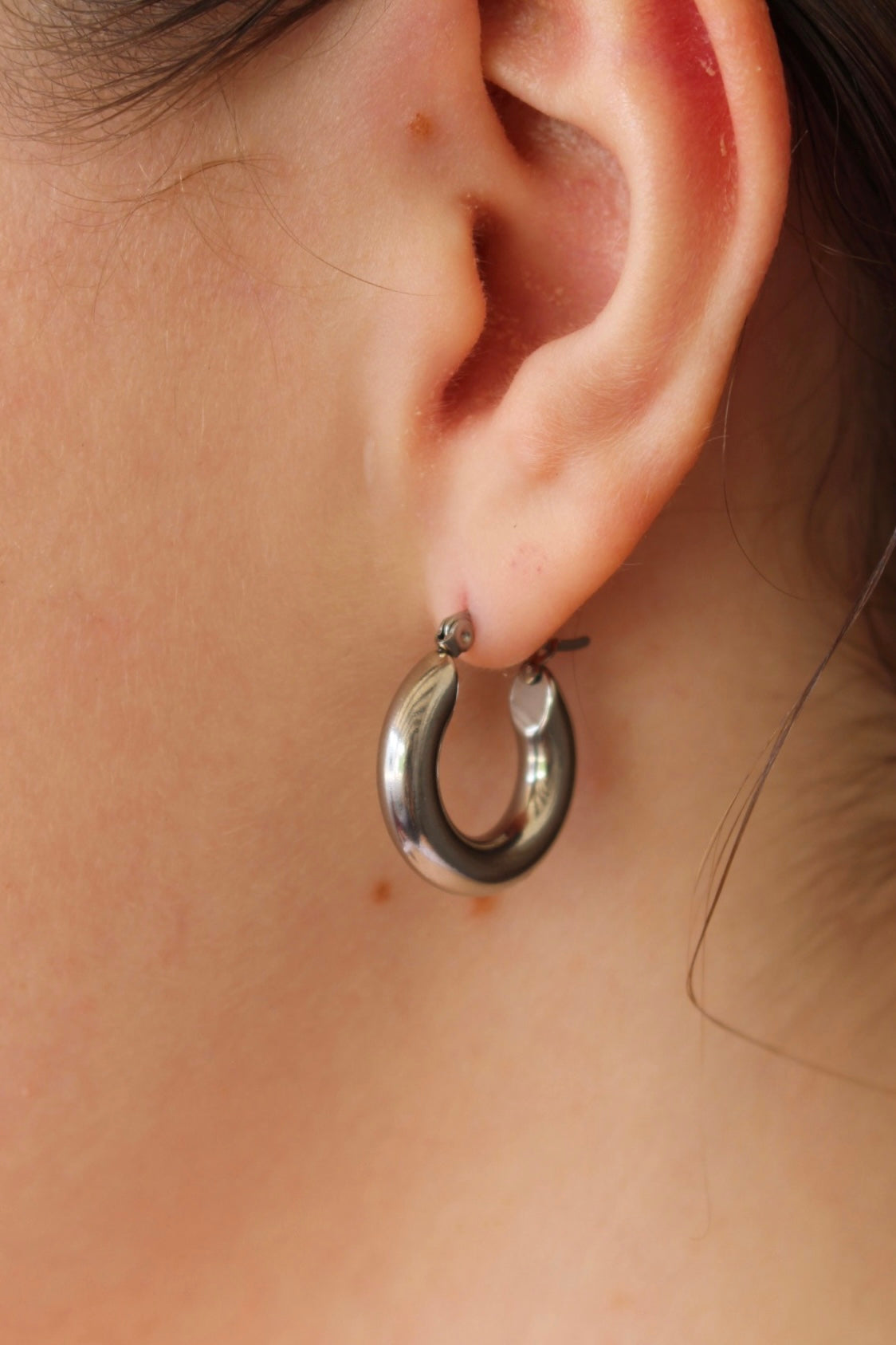 Arracadas Semi Chunky Plateadas