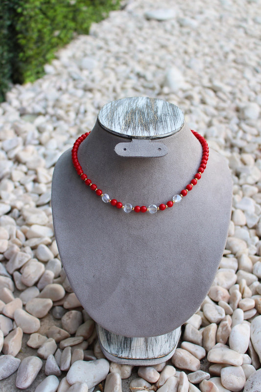 Collar Rojo con Transparente
