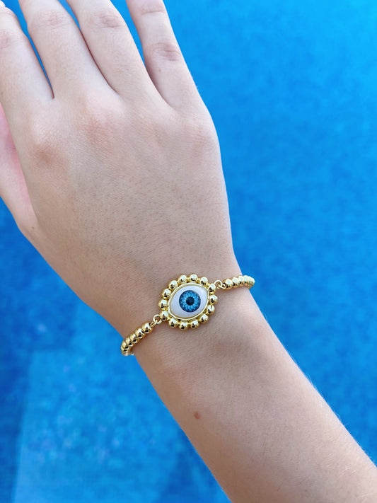 Pulsera Dorada Ojo Turco Ajustable