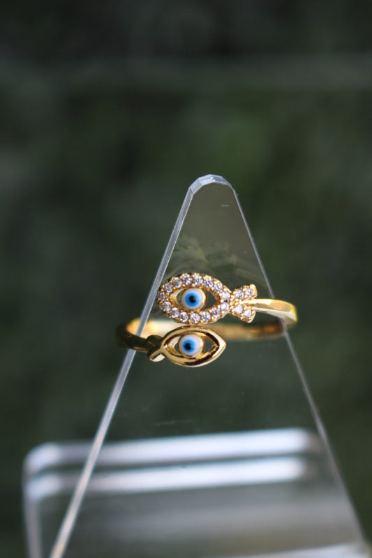 Anillo Dorado Ojitos Azules