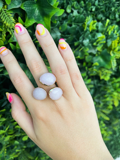 Anillo 3 Piedras Rosas