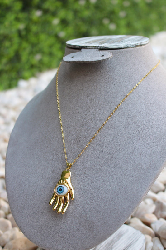 Collar Dorado Mano con Ojo Turco