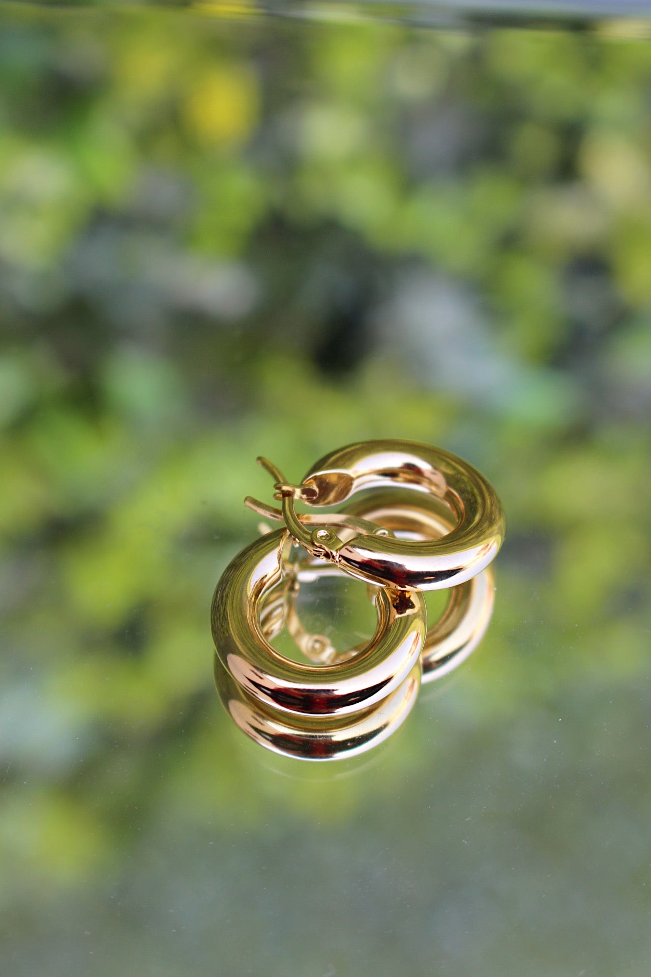 Arracadas Doradas Infladas Acero